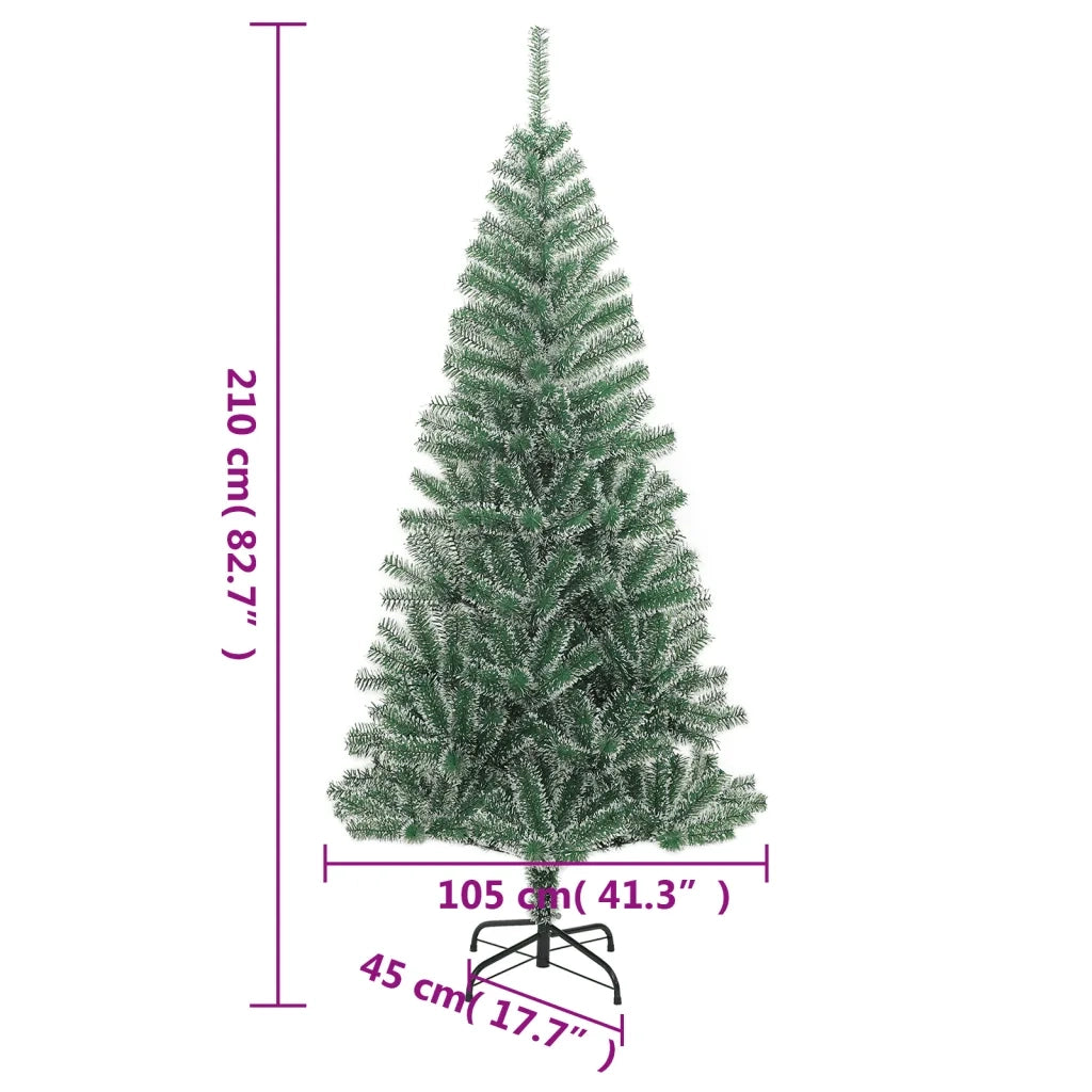 Albero di Natale | Decorazioni natalizie Artificiale con Neve Fioccata Verde 210 cm