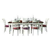 Tavolo fisso rettangolare legno intarsio shabby bicolore 240x128x78 - Mobili 2G