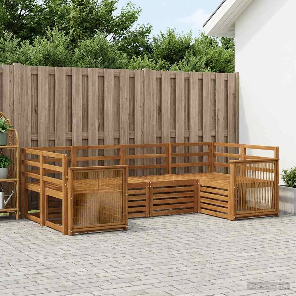 Set di divani da esterno 5 pz Naturale Legno di Acacia Massello 3384775