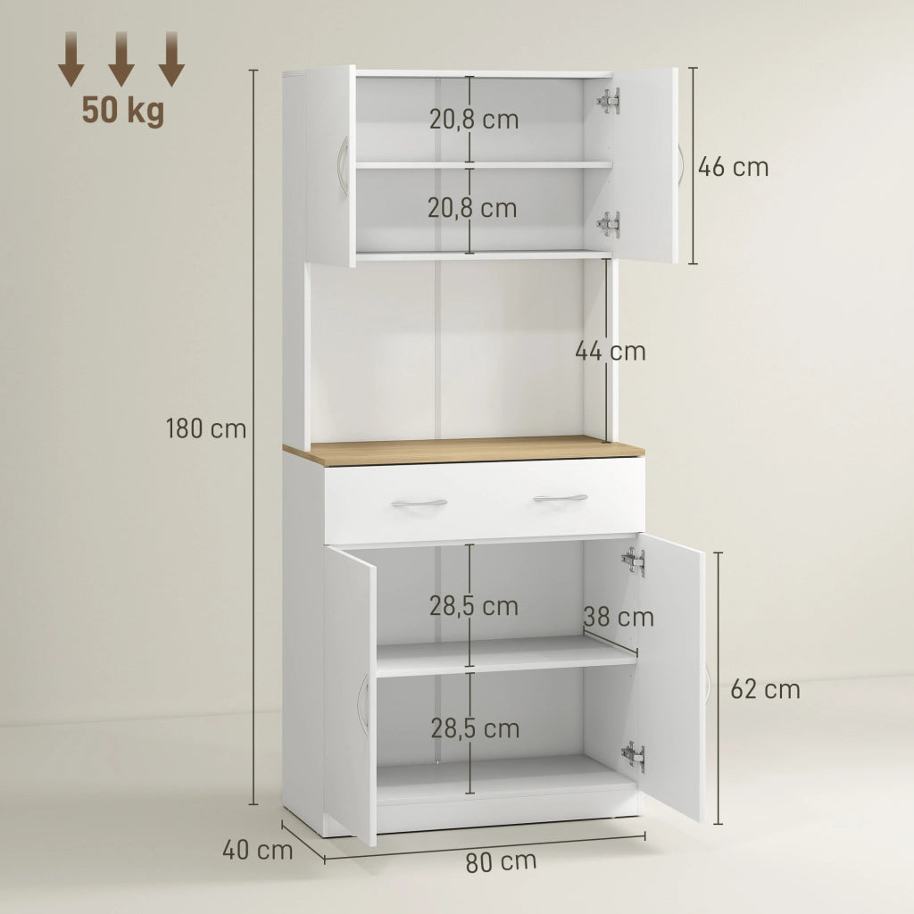 Armadio da Cucina ¨C zephmum ¨C 4 Ante, Cassetto, Bianco, 80x40x180cm