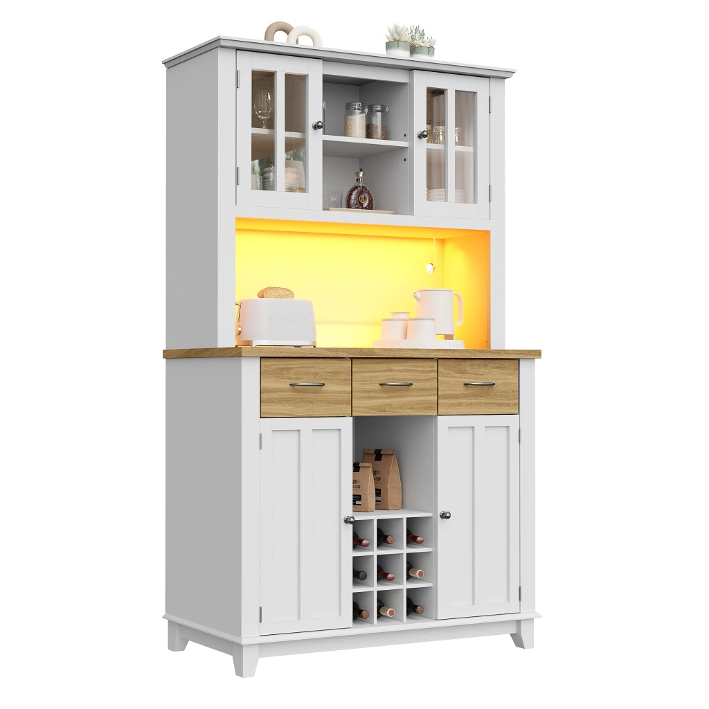 Buffet da Cucina con LED e Ripiani Regolabili ¨C Xylo ¨C Rovere, 106x40x179.5