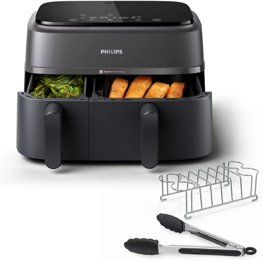 Philips Airfryer Serie 5000 XXL, 7,2L (1,4Kg) - 6 porzioni, Friggitrice ad Aria 16-in-1, connessione Wifi, 90% di grassi in meno con Tecnologia Rapid Air, app HomeID. Bianco(HD9285/00)
