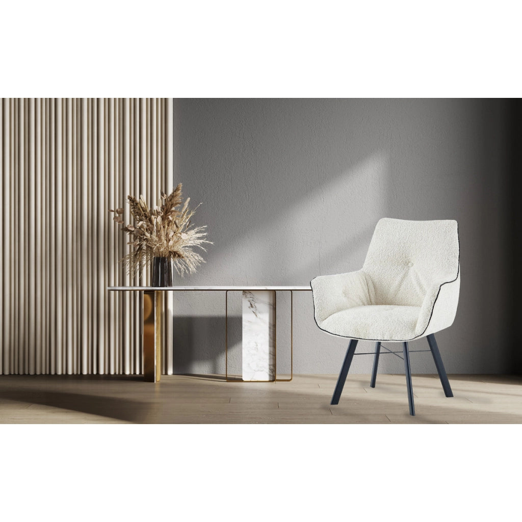 Poltrona da pranzo Allie 100 in tessuto boucle' panna
