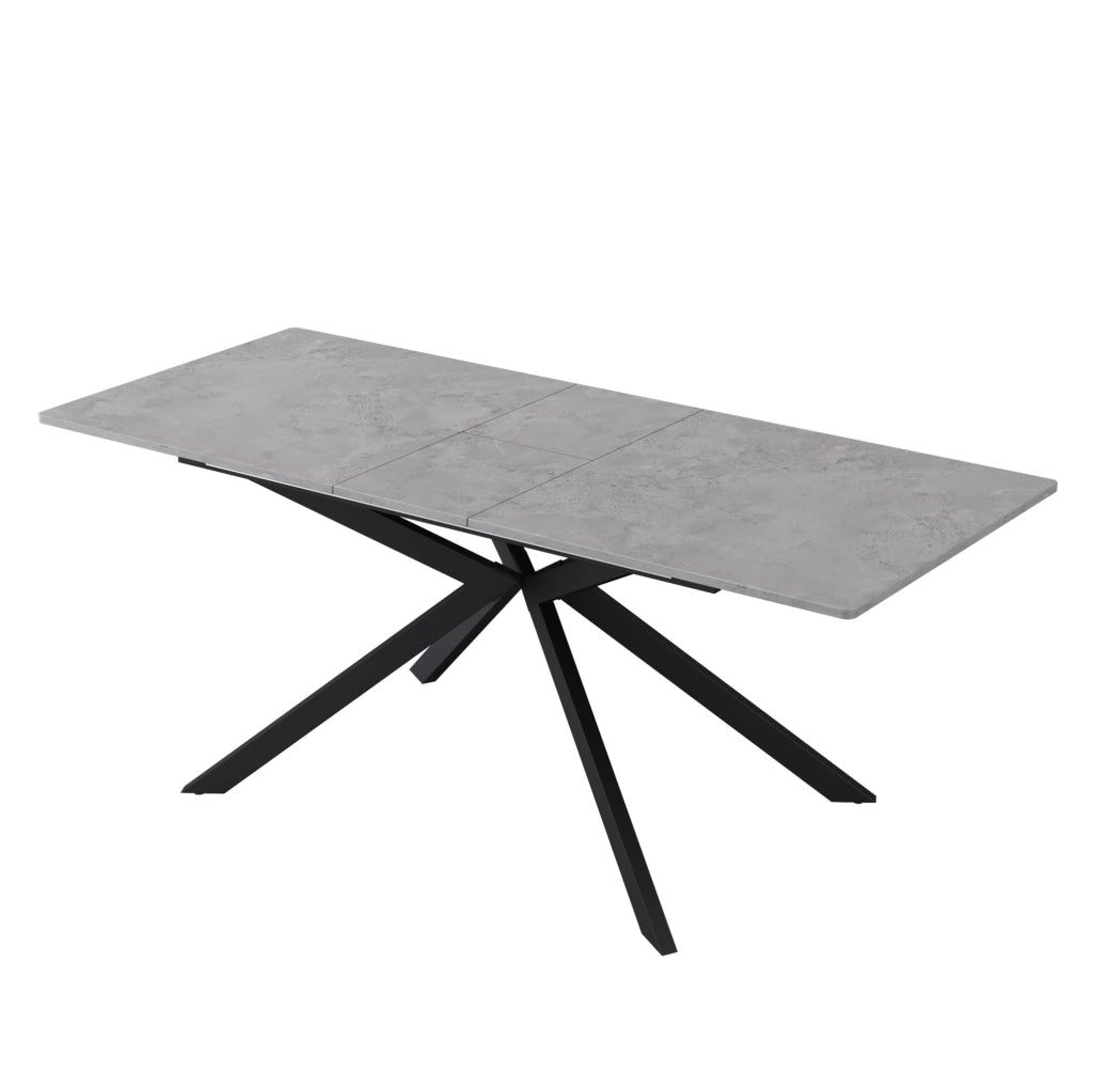 Tavolo da pranzo allungabile automatico in MDF e metallo effetto cemento nero e grigio