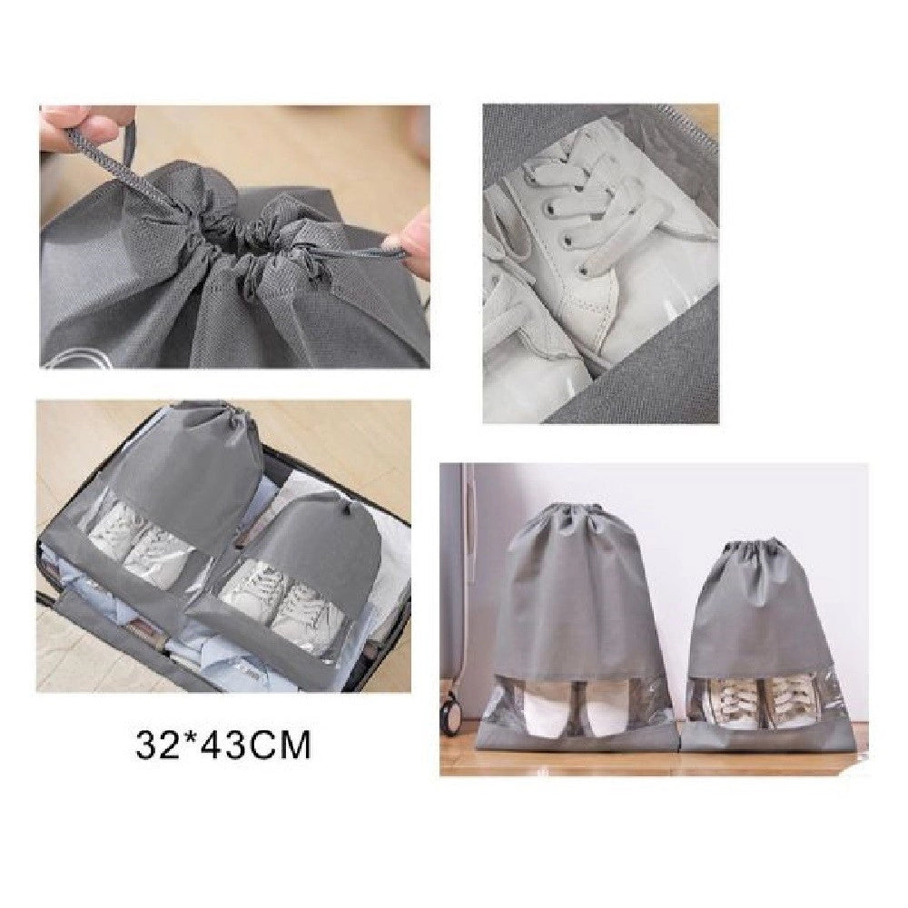 Trade Shop - Set 2 Pz Borsa Sacchi Sacca Porta Scarpe Portascarpe Viaggio Sport 32x43cm 58086 -