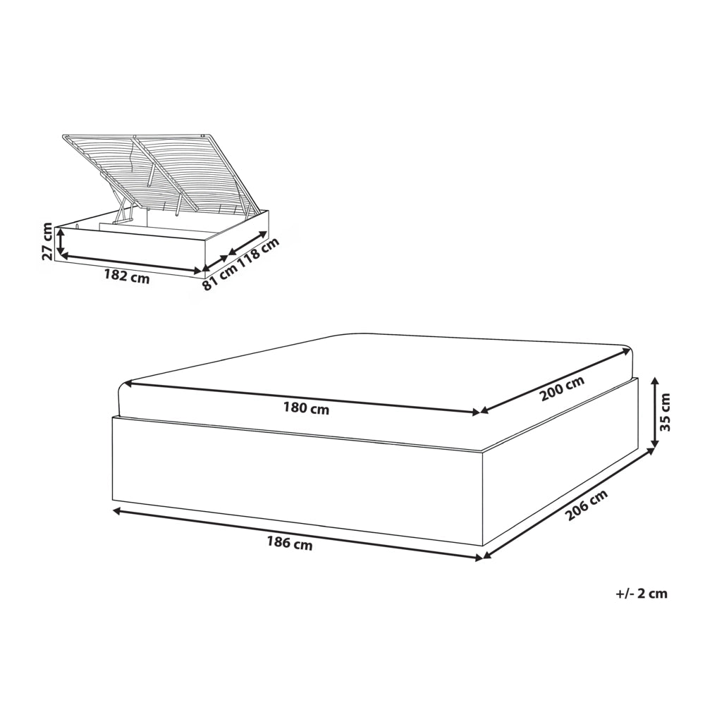 Letto matrimoniale con contenitore ottomano MDF Aspetto naturale Marrone chiaro 180 x 200 cm Stile scandinavo minimalista