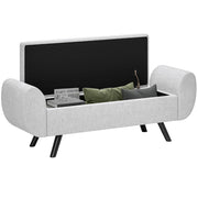 Panca Contenitore Grigio con Gambe in Legno ¨C zephmum ¨C 132x42x50 cm
