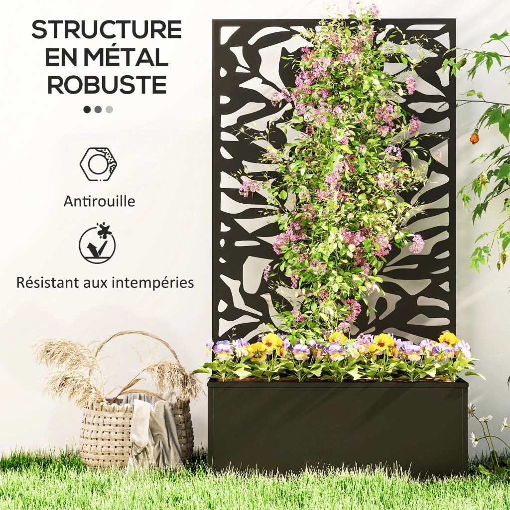 Fioriera Rettangolare con Griglia ¨C zephmum ¨C Nero 61x23x113 cm