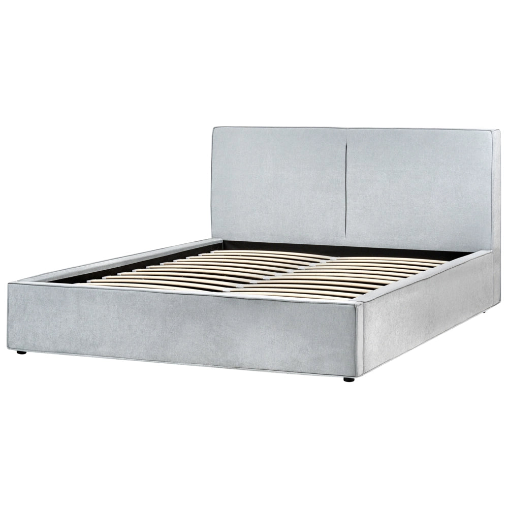 Letto matrimoniale a doghe con contenitore rete a doghe in ciniglia  beige 180 x 200 cm camera da letto moderna