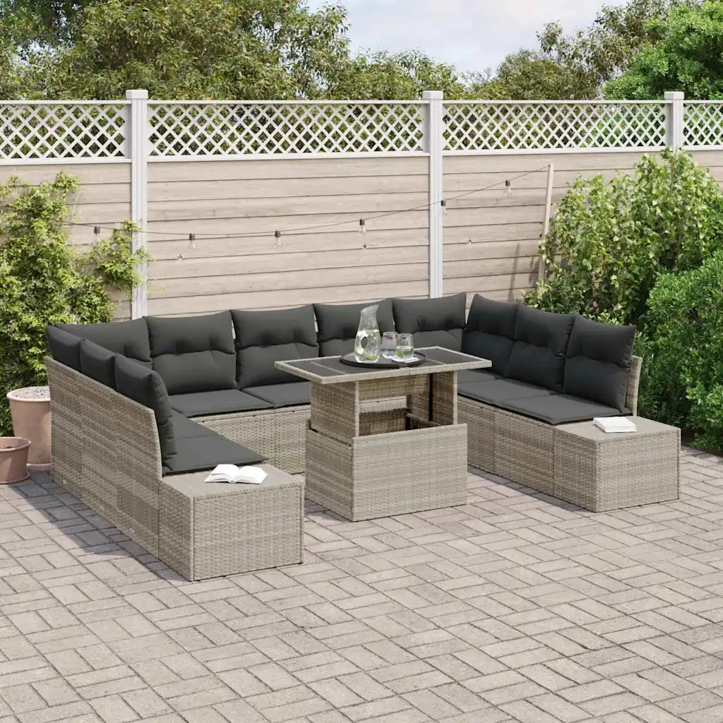 Set Divano da Giardino con cuscino 10 pcs Grigio chiaro