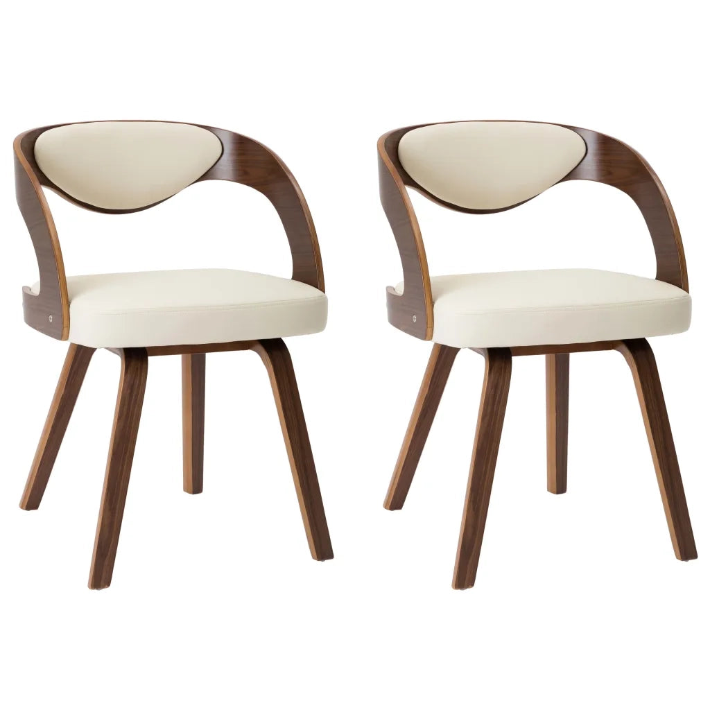 Sedie da Pranzo 2 pz in Legno Curvato e Similpelle Crema 283102