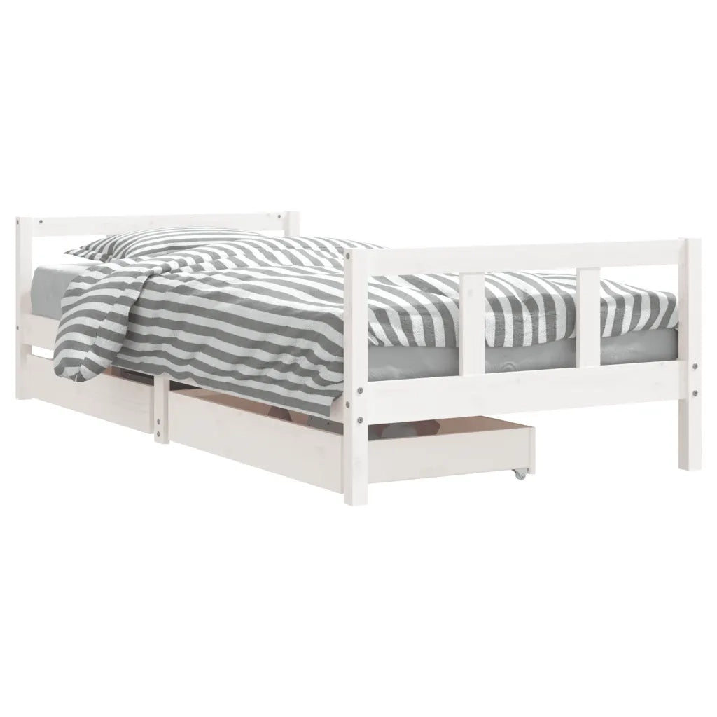 Giroletto Bambini | Letto Infantile | Lettino con Cassetti Bianco 90x200cm Massello di Pino