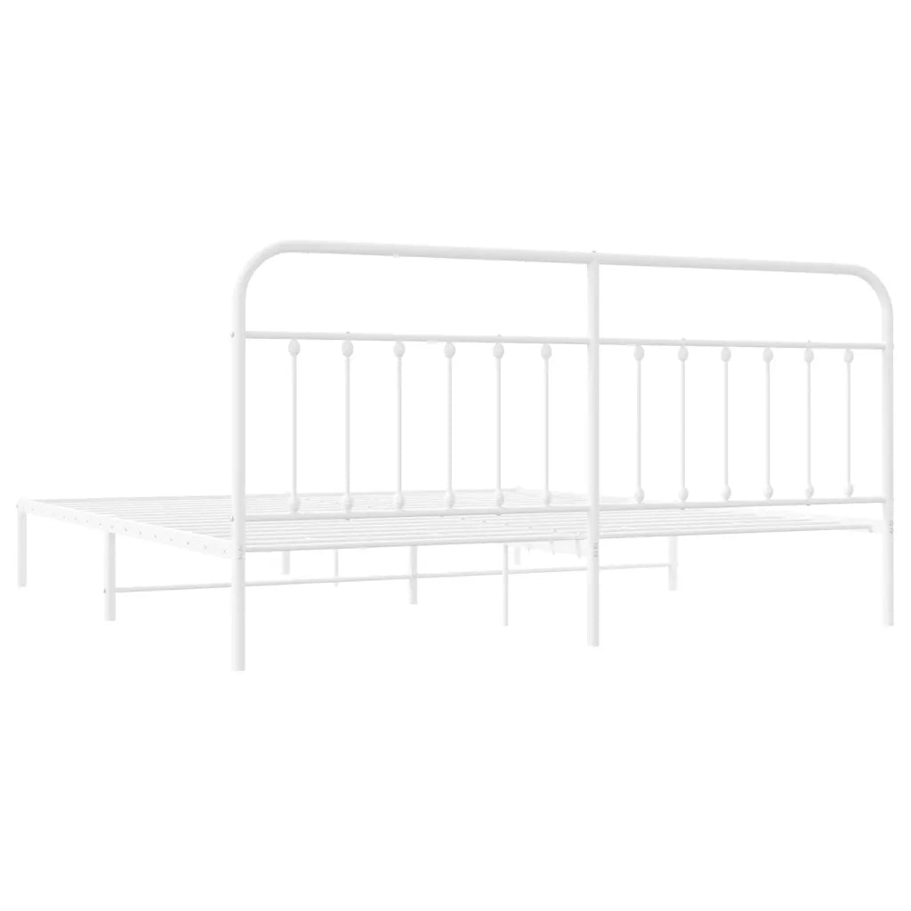 Giroletto con Testiera-Struttura Letto con testiera Metallo Bianco 193x203 cm 520160