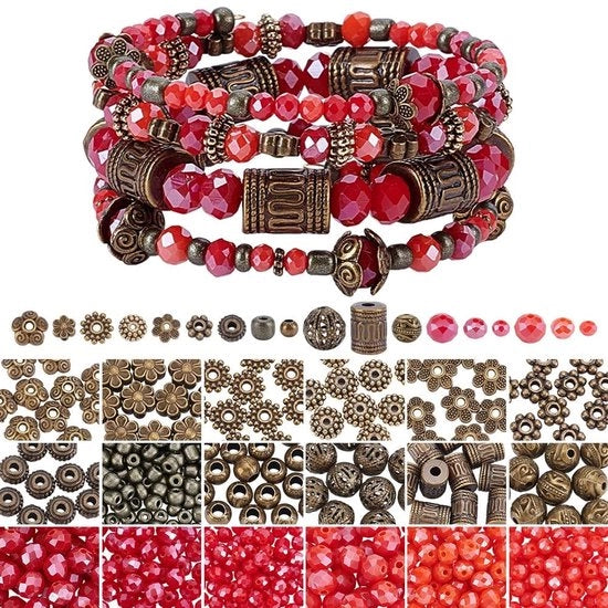 Set di Collane 780 Pezzi - Bracciali Stacking - Creazione di Gioielli - Stile Bohemiano - Collane di Vetro - Attività DIY