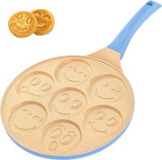 Padella per crêpes antiaderente per tutti i tipi di fornelli e piani di cottura inductive - Maniglia morbida - Design accattivante - 26 cm - Blu - Adatto per bambini e adulti