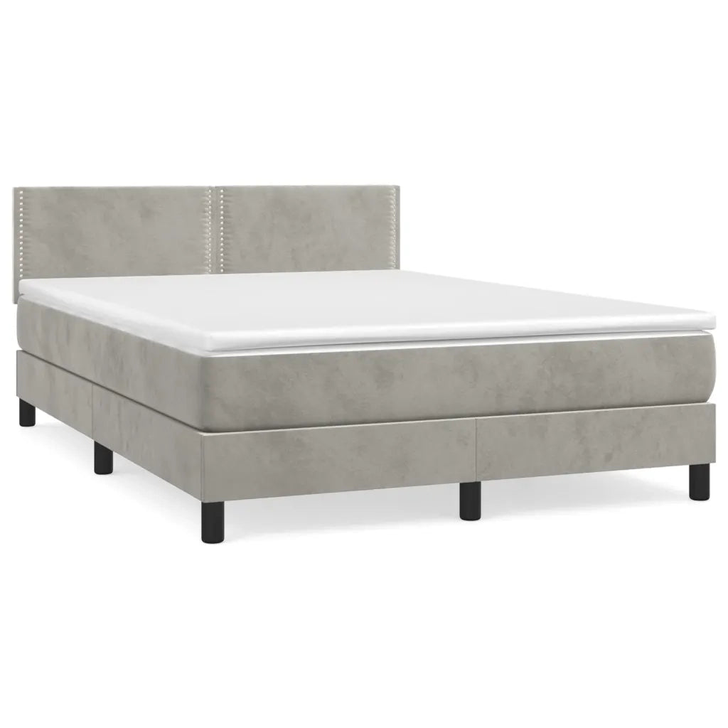 Giroletto a Molle con Materasso Grigio Chiaro 140x190cm Velluto 3141239