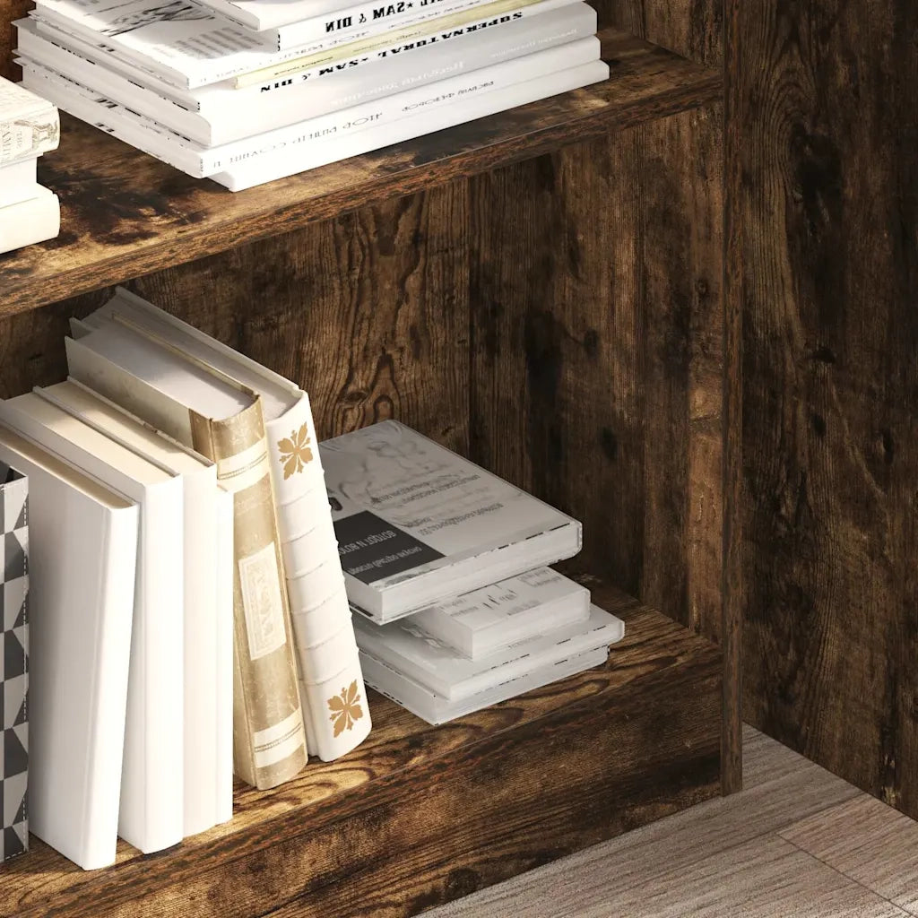 Libreria-Scaffale per Libri-Mobile di Stoccaggio Rovere Fumo 80x24x109 cm in Legno Multistrato