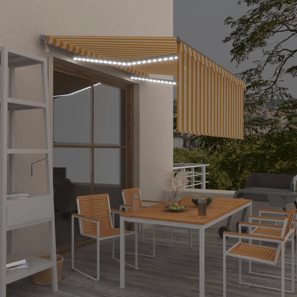Tenda Automatica con LED Sensore Vento 3x2,5 m Giallo Bianco