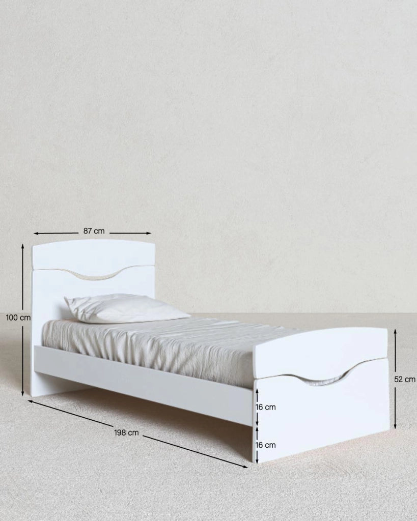 Letto Smile con fascioni e pediera - Letto singolo 87 x 197 - Struttura bianco - Rete e materasso esclusi_