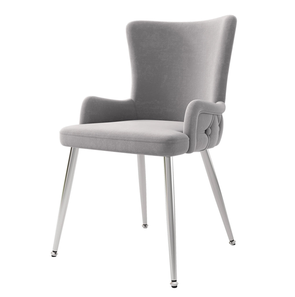 Set di 2 sedie 62.87x58.42x55.88 cm moderne; facile montaggio; velluto; grigio argento