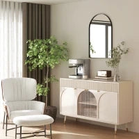 Specchio da Bagno ad Arco in Lega di Alluminio e Vetro 60x90 cm per Camera e Soggiorno, Nero