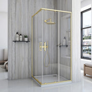 Cabina Doccia Rea City 80x80 Gold Brush con piatto doccia Savoy black