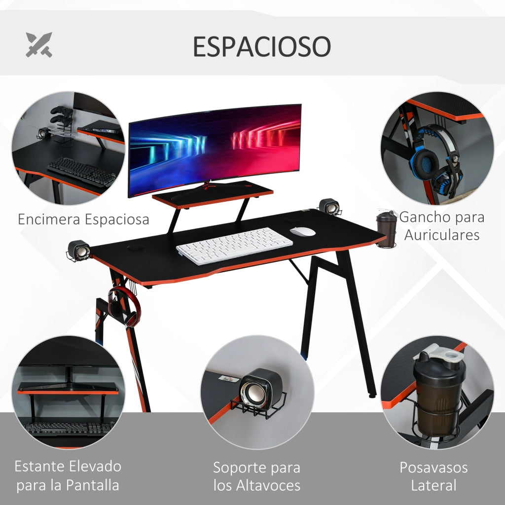 Scrivania Gaming per PC con Supporto Monitor ¨C zephmum ¨C Nero 120x60x94,5 cm