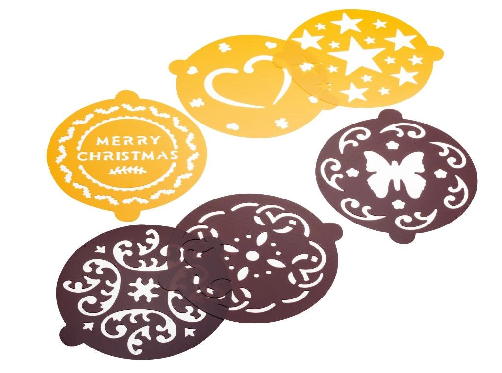 Stencil decora decorazione torta dolci 22 cm 6 decori pedrini
