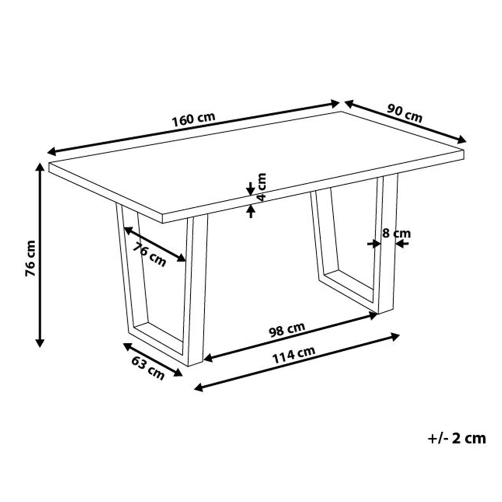Tavolo da pranzo con piano in noce scuro e gambe a slitta in metallo nero 160 x 90 cm Industriale moderno