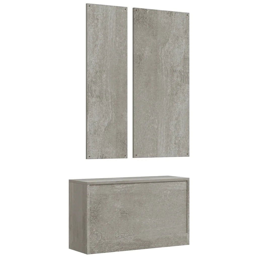 Set Scarpiere 3 in 1-Scaffale per scarpe Grigio cemento in Legno Multistrato