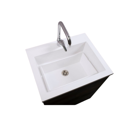 Mobile Lavatoio Sospeso Vasca Zeus in MineralMarmo Apertura a Cassettone 80x48x50 cm Olmo Naturale