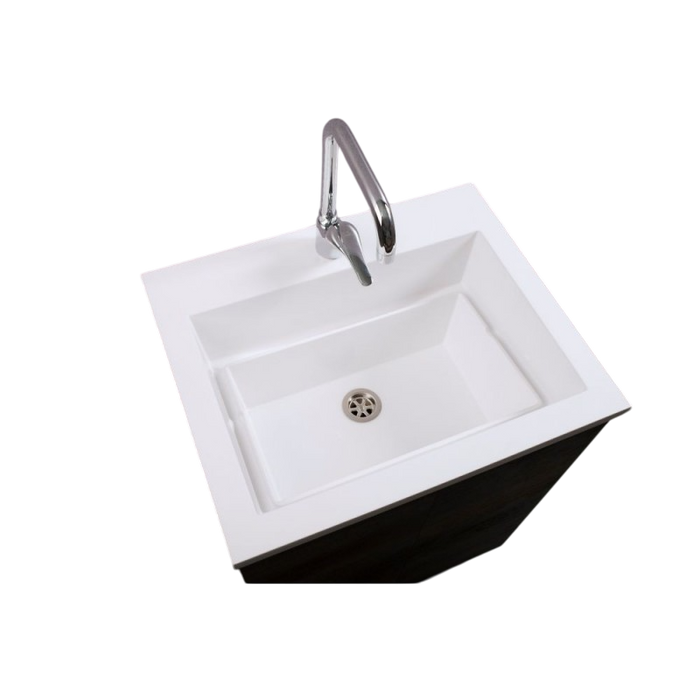 Mobile Lavatoio Sospeso Vasca Zeus in MineralMarmo Apertura a Cassettone 80x48x50 cm Olmo Bianco