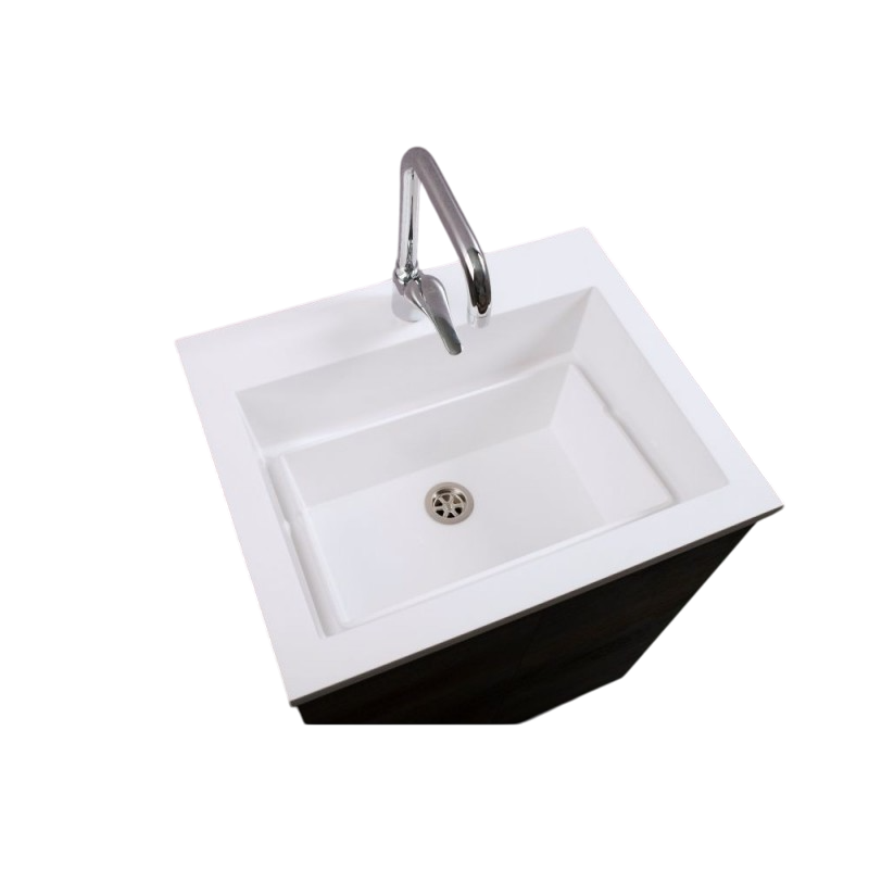 Mobile Lavatoio Sospeso Vasca Zeus in MineralMarmo Apertura a Cassettone 80x48x50 cm Olmo Bianco