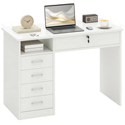 Scrivania per Camera o Ufficio in Legno con 2 Cassetti e 2 Chiavi, 110x50x76cm - Bianco