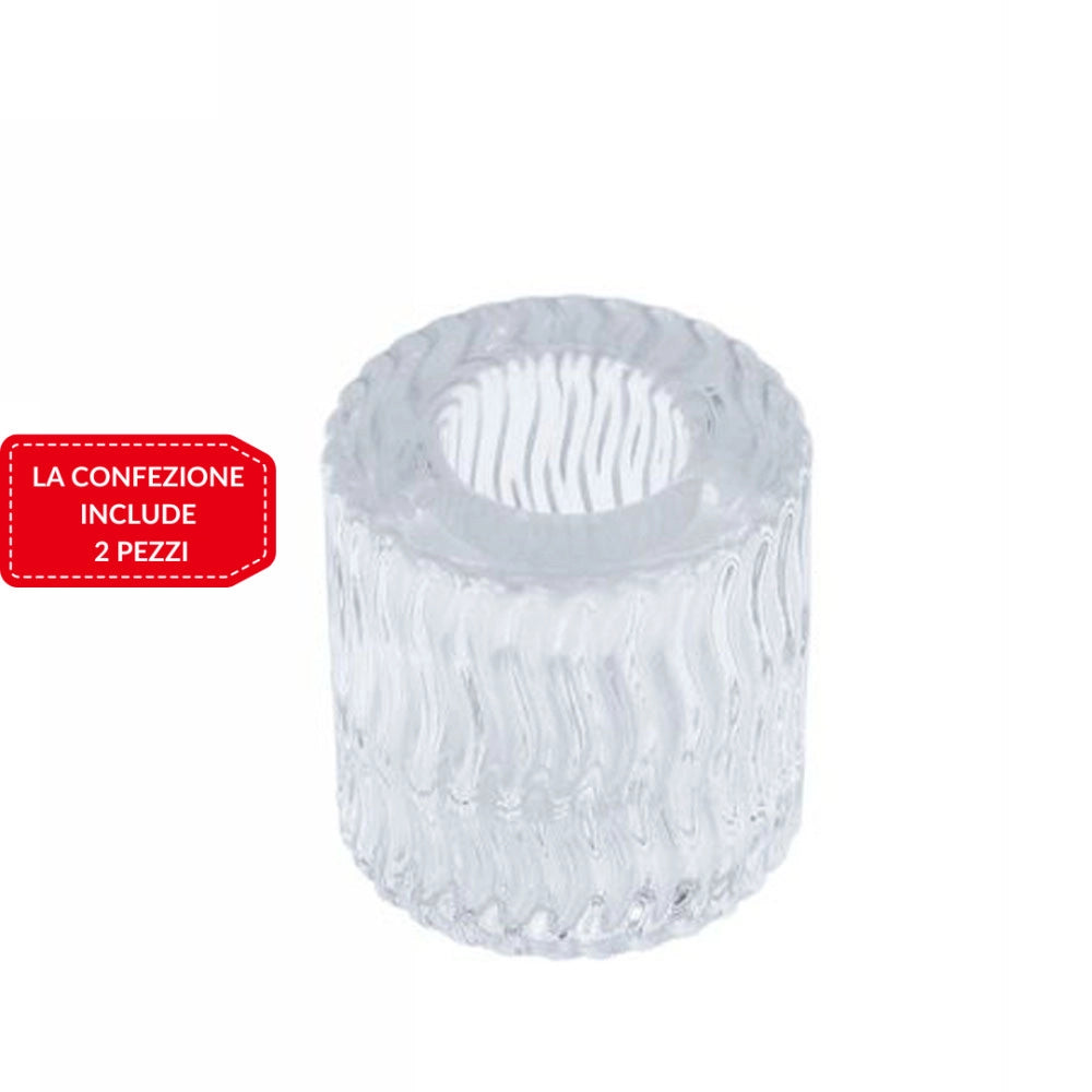 Trade Shop - 2 Porta Candela Lanterna Rotondo Bomboniera Matrimonio Decorazione Tea Light 5x5 -