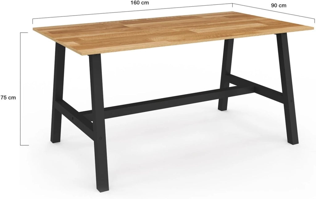 Tavolo da pranzo rettangolare MADELEINE 6 persone legno e metallo 160 cm