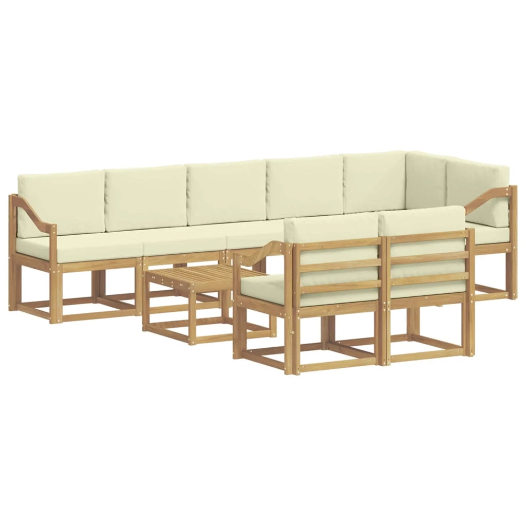 Set di divani da esterno 9 pz Bianco e Crema Poliestere 3387854