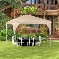 Gazebo da Giardino 3x3 m Pieghevole con Altezza Regolabile e Borsa di Trasporto con Ruote, Beige