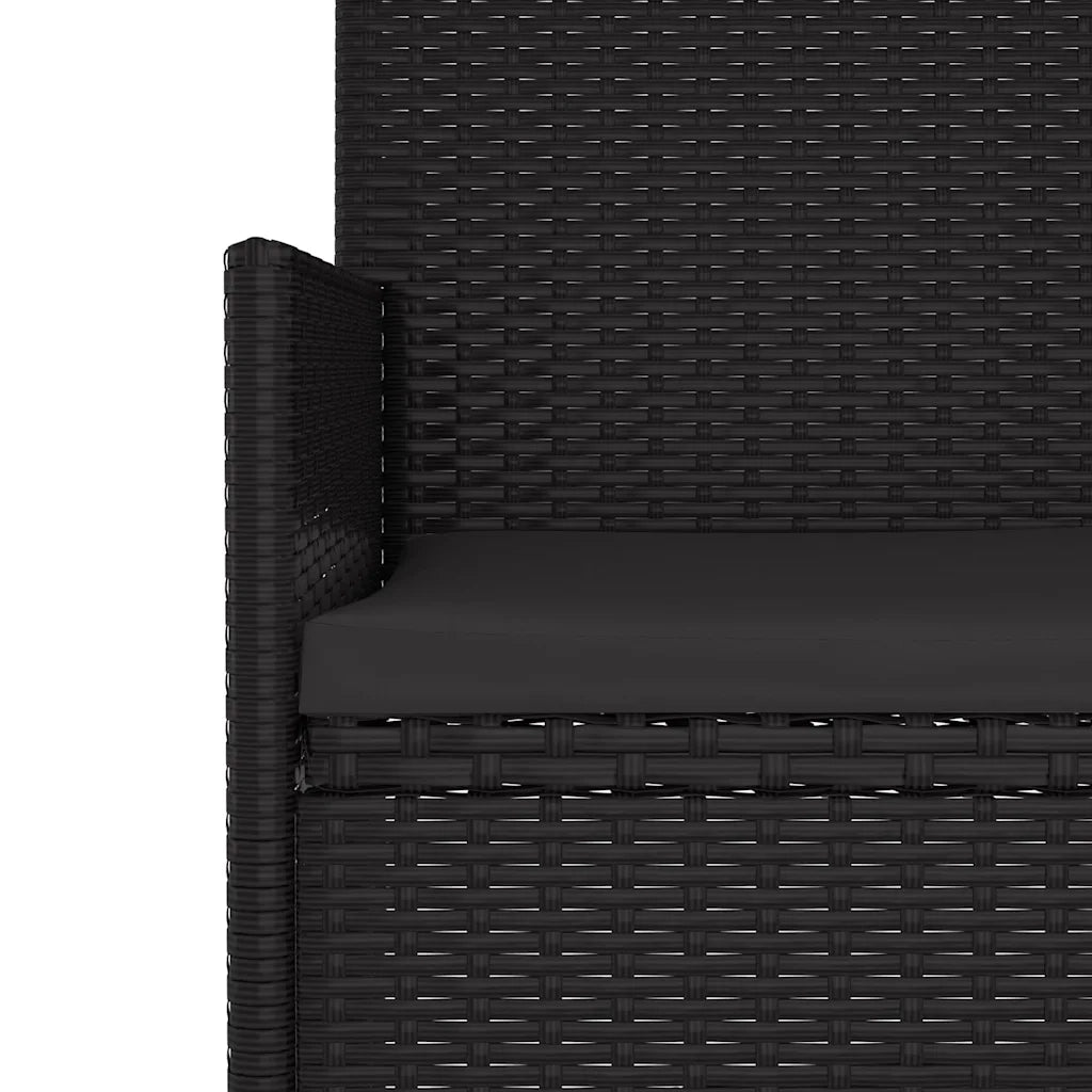 Panca da Giardino a 3 Posti con Cuscini in Polyrattan Nero 319494