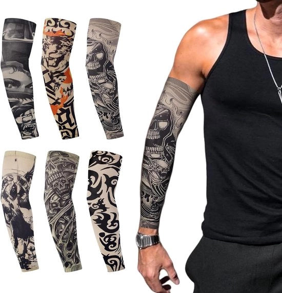 Set di 10 stili di gomiti tatuaggi temporanei per uomo e donna, protezione solare e sportiva.