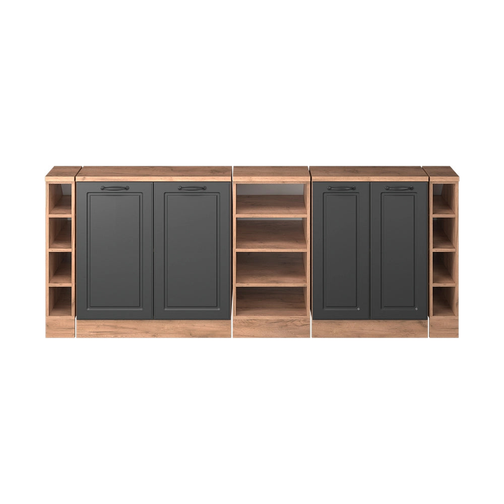 Set di mobili sottotetto Rion Antracite rustico/Rovere dorato 210 cm Set di 5 carcasse armadio profondità 60 cm Vicco