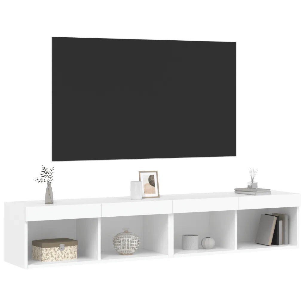 Mobili Porta TV con Luci LED 2 pz-Set di 2 Credenza per TV Bianchi 80x30x30 cm