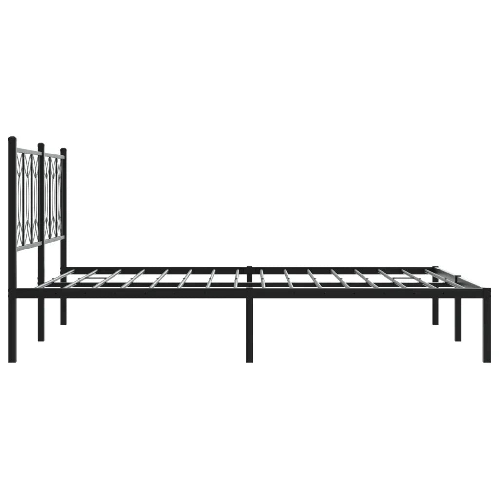 Letto matrimoniale | Letto per adulti | Giroletto con Testiera in Metallo Nero 150x200 cm