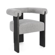 Sedia con Braccioli in Tessuto Bouclé e Struttura in Legno Nero - GORDON