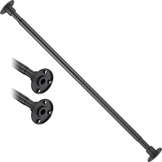 Douchegordijn con stantuffo telescopico 74-200 cm Stile industriale - Estensibile per doccia e vasca - Materiale in materiale morbido nero con viti e viti telescopiche