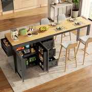 ISOLA DA CUCINA Estensibile 116-179,5x45x89 cm Nera con 3 cassetti e ruote