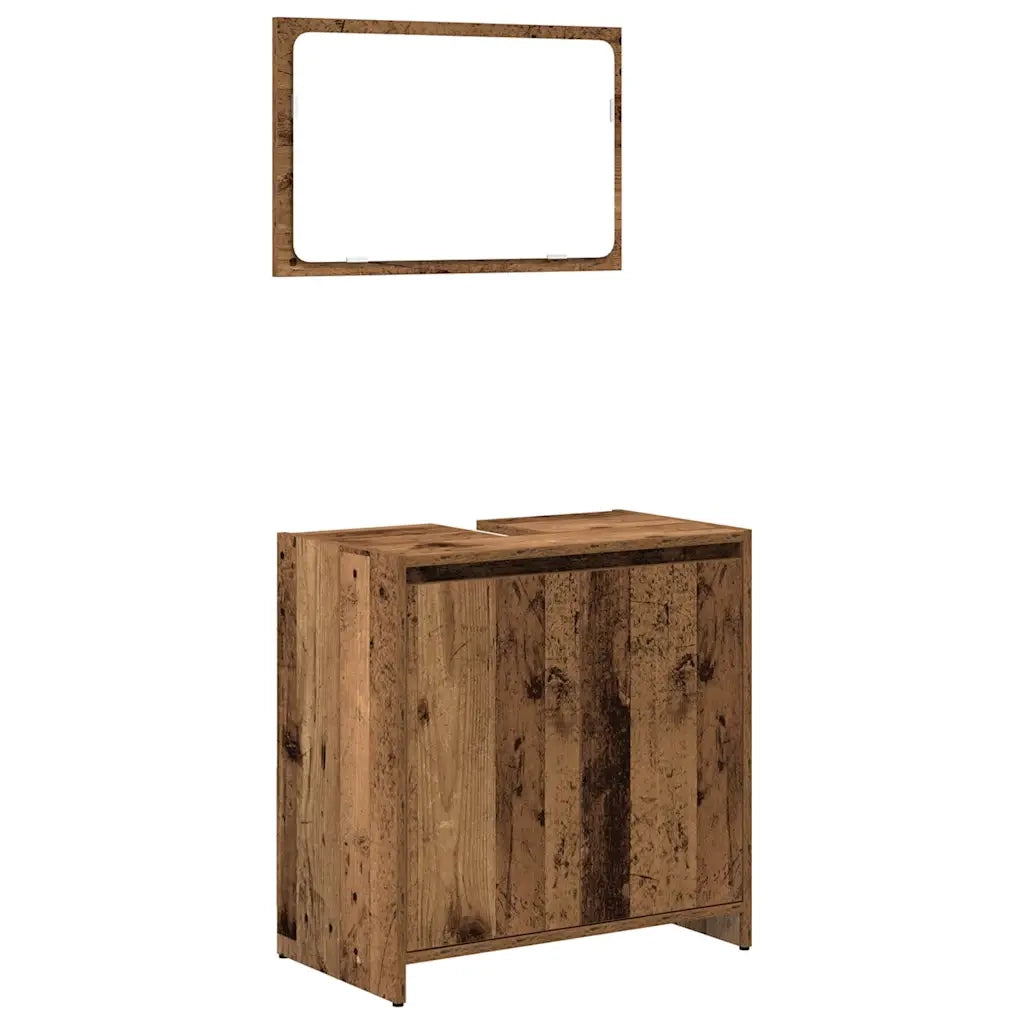 Set Mobili da Bagno 3 pz Legno Antico in Legno Multistrato