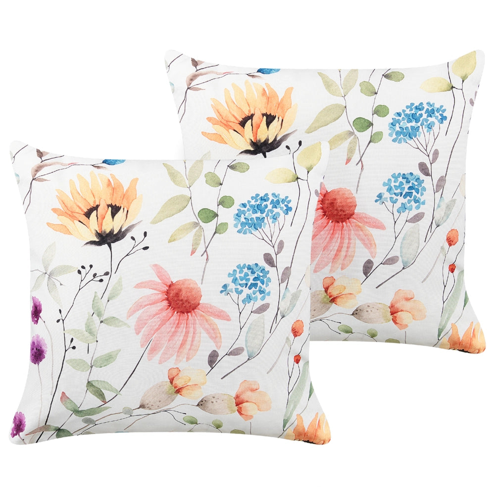 Set di 2 cuscini da giardino per esterni tessuto di poliestere multicolore con motivo floreale 45 x 45 cm esterno giardino