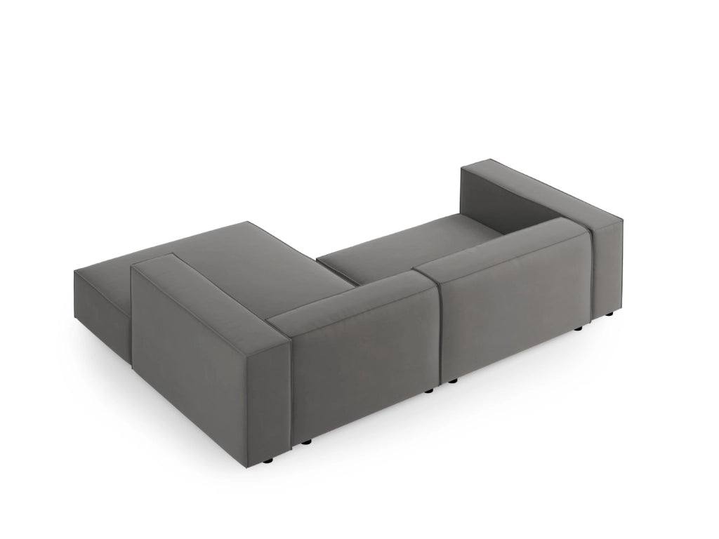 Cosmopolitan Design - Divano angolare destro "Arendal" 3 posti in velluto cemento 