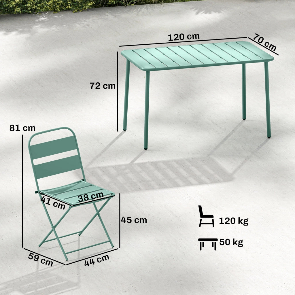 Set Giardino 5 Pezzi Tavolo Pranzo Sedie Pieghevoli ¨C zephmum ¨C Verde Legno